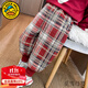 G.DUCKKIDS童裝女童褲子秋冬2024新款加厚保暖兒童棉褲韓版格子加絨一體絨褲 紅色 100 （建議身高90cm 3-4歲）cm