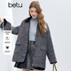 百圖（betu）女裝冬季新款外套冬日巴恩風(fēng)氣質(zhì)高級感小香風(fēng)外套2511T29 深蘭 M