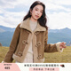 香影牛角扣麂皮絨外套女短款2025秋冬新款羊羔毛風小個子仿生皮草 焦糖色 S