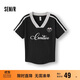 森馬（Semir）涼感T|短袖T恤女短款撞色V領(lǐng)夏季2025修身上衣運動(dòng)風(fēng)109325100047