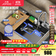 九牧（JOMOO）廚房水槽大單槽聚寶盆日式水槽納米304不銹鋼洗菜洗碗盆一體 【黑鈦-升級壓紋】75*48+槍灰抽拉龍頭