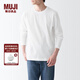 無(wú)印良品 MUJI 男式 水洗 天竺編織 圓領(lǐng)長(cháng)袖T恤 ABC01A2S 打底衫 白色 L