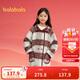 巴拉巴拉童裝女童外套2025春秋裝小童復古學(xué)院格子毛呢大衣潮208125116001