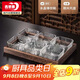 青蘋(píng)果果盤(pán)家用客廳茶幾干果零食擺放盤(pán)玻璃小吃盤(pán) 錘紋碗x6+六格桐木盤(pán)