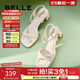 百麗（Belle）方頭一字帶涼鞋女商場(chǎng)同款粗跟涼鞋A9X1DBL4 米白 36 (230mm)