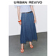 UR2026春季新款女裝腰帶裝飾牛仔半裙復古A字半身裙UWM850200 藍色 XS