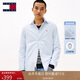 TOMMY JEANS【牛津紡】25春夏男女肌理條紋亞洲版長(cháng)袖/純棉中性簡(jiǎn)約襯衫