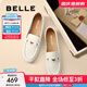 百麗（Belle）秀氣樂(lè )福鞋女2025秋新商場(chǎng)同款質(zhì)感羊皮通勤樂(lè )福鞋E3C1DCA5 米白 37