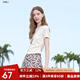 百圖betu女裝2025夏季新款T恤側腰收褶設計簡約百搭短袖上衣女2507T07 白色 L