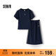 森馬（Semir）套裝女小心機(jī)短上衣高腰半身裙2025夏拼接蕾絲兩件套107425117010