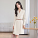 特洛曼秋裝2025新款米白色西裝連衣裙氣質(zhì)通勤職業(yè)裙子高端主持人正裝裙