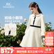 英氏（YEEHOO）女童連衣裙兒童裙子中大童裝娃娃領(lǐng)長(cháng)裙學(xué)院風(fēng)淑女秋裝 米白 165