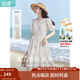 茵曼（INMAN）法式度假小個(gè)子套裝連衣裙2025夏女裝新品高檔白色中長(cháng)裙子 悠蘭杏 S