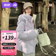 婧麒（JOYNCLEON）冬季孕婦裝大碼棉襖棉服棉衣女2025新款小個(gè)子韓版面包服外套 紫色 XL