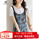 clotho Rennie品牌女裝雪紡連衣裙女2025夏季新款寬松顯瘦時(shí)尚減齡碎花吊帶裙 圖片色 M