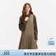 范思藍(lán)恩假兩件條紋拼接連衣裙女秋冬2024新款高腰減齡裙子14467 棒果棕 S