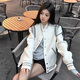 妙奕嘉棒球服外套女秋季2025年新款白色小香風(fēng)女生小個(gè)子百搭休閑風(fēng)夾克 米白灰拼接美式復古棒球服 均碼 【建議110斤內】