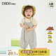 爬爬夏季幼童爬服寶寶涼感透氣連體衣條紋吊帶短爬舒適可愛(ài) 灰色 90cm