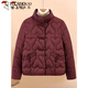 啄木鳥(niǎo)（TUCANO）媽媽冬裝新款羽絨棉服2024中老年女裝保暖小個(gè)子洋氣棉襖外套棉衣 紫紅色 咖領(lǐng) 3XL 建議120-135斤左右