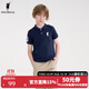 POLOWALK童裝男童短袖POLO衫2025夏季新款保羅運動(dòng)兒童翻領(lǐng)T恤上衣大馬標 藏青 130 cm