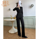 黛維亞黑色西裝外套女2025秋季冬職業(yè)正裝氣質(zhì)高級感西服套裝輕奢 黑色【西裝+褲子】 M