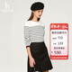 哈吉斯（HAZZYS）女裝條紋學(xué)院休閑長(cháng)袖T恤女ABTSE0BCF05 白色WT 160/84A38