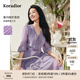 珂萊蒂爾2025七分袖連衣裙女氣質(zhì)收腰中長(cháng)裙百褶裙 淡紫 M