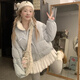 韓璐嬌（hanlujiao）羽絨棉服女短款2025冬季新款寬松學(xué)生保暖面包服洋氣可愛(ài)棉衣外套 淺藍色 S