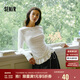 森馬（Semir）長(zhǎng)袖T恤女純色木耳邊氣質(zhì)緊身冬2025荷葉邊上衣簡(jiǎn)約109725101008