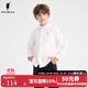 POLOWALK新品2024秋季男童牛津紡長(cháng)袖襯衫大童休閑潮流學(xué)院風(fēng)兒童上衣 藍色 150
