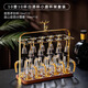 花季歲月輕奢金箔白酒杯套裝高腳水晶玻璃酒具白酒杯分酒器酒具酒壺玻璃杯 10ML金箔矛臺杯*10+金山金箔分酒器*10+金鹿杯架