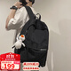 viney雙肩包男女簡(jiǎn)約大容量旅行包背包電腦包休閑日系初中高中大學(xué)生書(shū)包小學(xué)生4-6年級超輕便減負減壓高顏值戶(hù)外出游旅游ins時(shí)尚潮流手提登山包 黑色+鴨子掛件