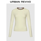 UR2026春季新款女裝簡(jiǎn)約基礎撞色條紋圓領(lǐng)修身T恤UYB450018 黃色條紋 M