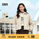 森馬（Semir）棉服女燈芯絨翻領(lǐng)菱形格復古2024冬三防寬松輕薄棉衣109724112007