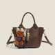 斤慕復古小眾手提菜籃子包包女潮流時(shí)尚韓系小托特包簡(jiǎn)約斜挎包 水桶包【咖色；帶掛件】