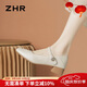 ZHR單鞋女優(yōu)雅氣質(zhì)一字帶瑪麗珍鞋女粗跟時(shí)尚女鞋 AH506 米色 36 