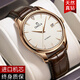 OMICA歐米茄瑞士認證男士手表全自動(dòng)機械表防水夜光真鉆超薄專(zhuān)用男表 玫金白面棕皮 40mm