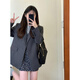 GARNUO灰色小西裝外套女2025春秋新款韓系小個(gè)子高級感寬松休閑短款西服 灰色 XS 【80-105斤】