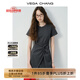 VEGA CHANG小個(gè)子連衣裙2025年夏裝新款不規(guī)則裙擺顯瘦t恤短裙子 晨霧灰 S