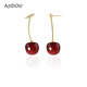 AJIDOU阿吉豆耳飾女款櫻桃耳釘耳環(huán)新年跨年禮物 紅色+金色 2個(gè)