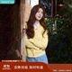茵曼老錢(qián)風(fēng)復古開(kāi)衫毛衣女2025秋新款時(shí)尚通勤針織衫 淺黃色 M