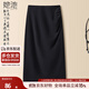 她池設計感半身裙2025秋裝新款女裝通勤高腰后開(kāi)叉中長(cháng)裙