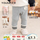 幼歌（YOUGE）嬰幼兒卡通動(dòng)物印花標(biāo)舒適暖暖褲不倒絨輕柔保暖打底褲 麻灰 73 cm