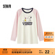 森馬（Semir）史努比印花長(cháng)袖t恤女中長(cháng)款插肩袖撞色內搭2024秋新款寬松上衣 紅白色調00361 M 160/84A