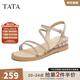 他她（TATA）絕美坡跟涼鞋女外穿一字帶時(shí)裝涼鞋秋季新款7UA03BL4 金色 36