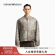 EMPORIO ARMANI/阿瑪尼官方旗艦新款男棒球領(lǐng)印花雙面飛行夾克棉服外套秋季 F6116-黑色/淺灰色 48 (M) (推薦：135-150斤)