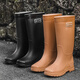佰妮珂（BY NI KE）高筒雨鞋水鞋女雨靴加絨加厚底成人時(shí)尚外穿防水戶(hù)外雨林徒步水靴 卡其 37