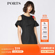 PORTS寶姿 新品女裝甜美荷葉邊裝飾提花連衣裙SA9D025GFQ036 黑色 S (4)