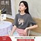 香影卡通小象灰色純棉t恤短袖女2025夏季新款超好看圓領(lǐng)落肩上衣 中灰 L 165/88A/110-125斤