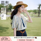 香影波西米亞度假風(fēng)藍(lán)色碎花襯衫女夏2025新款含亞麻圓領(lǐng)上衣小衫 航線藍(lán) 襯衫 S 155/80A/85-95斤